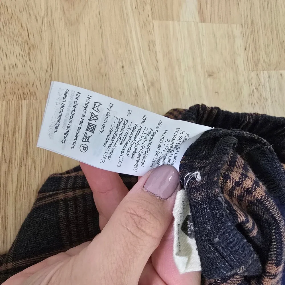 Madewell Womens Brown Black Plaid Double Breasted Mini Skirt Size L Elastic Back